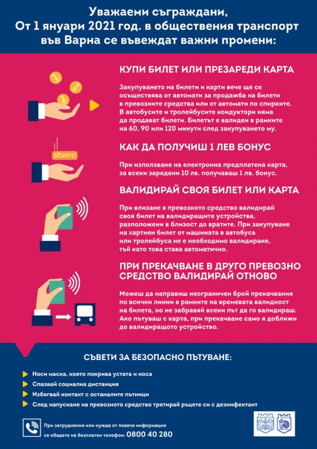 Община Варна - от 1 януари билетите за градския транспорт ще се купуват само от автоматите за продажба на билети