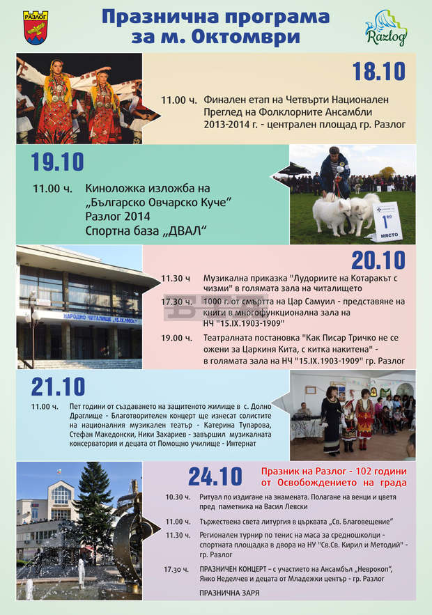 С едноседмични прояви в Разлог отбелязват 102 година от Освобождението на града