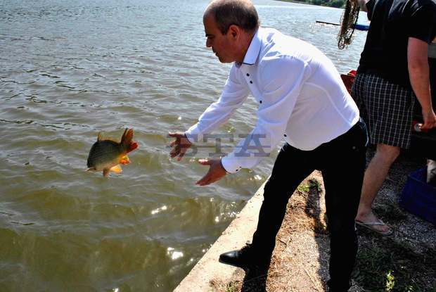С повече от 800 едри шарани бе зарибено езеро край Русе 