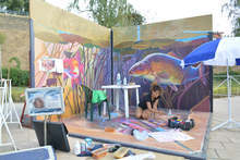 Три художнички изобразяватмагичната река Дунав чрез триизмерни рисунки