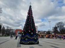 Десетметрова коледна елха допълва празничната атмосфера в центъра на Плевен