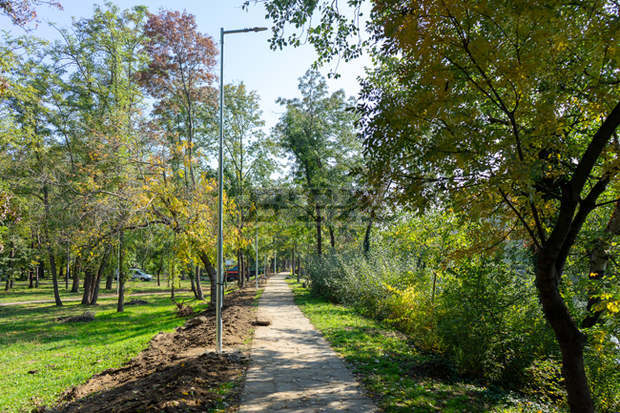 Осветява се крайречната алея в градския парк в Ямбол