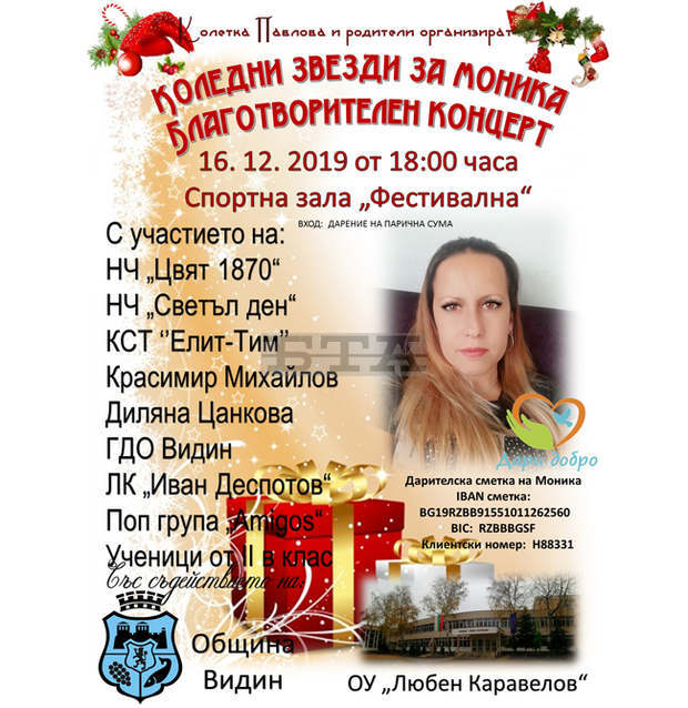 Благотворителна кампания събира средства за лечението на Моника Димитрова от Видин Благотворителна кампания събира средства за лечението на Моника Димитрова от Видин