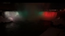 Niagara Falls in North America is Illuminated with the Colours of the Bulgarian Flag